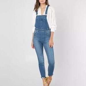 Free People Skinny Denim Jean Overalls Bibs Mid Rise 27 OB824322‎